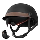 Yonuaret Rollerhelm für Motorroller, Scooter, Moped und Mofa - Komfortabler Jethelm mit Visier für Herren und Damen