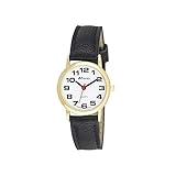 Ravel - Damen - Armbanduhr mit großen Ziffern - Schwarzes/goldfarbener Ton/weißes Zifferblatt
