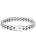 HAYOUWAY Armband Herren Silber mit Buchstaben, Herren Armband Damen Panzerkette Edelstahl Armbänder für Herren mit Gravur A-Z Personalisierte Geschenke für Männer Papa Freund Sohn Bruder Ehemann