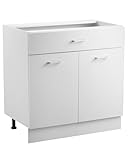 VEVOR weißer Unterschrank Küchenschrank mit Schubladen (800 x 475 x 816 mm) Schubladen-Unterschrank, Montagefertiger Schrank mit Soft-Close-Türen & verstellbarem Regal, für Haushalt Büro