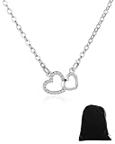 UYRVAPE Damen Kette Herz Halskette 925 Sterling Silber - Verschlungene Herzen Damen halskette mit Anhänger für Mädchen Frauen,Schmuck Silber 925 Damen,5A Zirkonia,Geschenke für Frauen