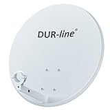 DUR-line EASYTENNE 60 - Satellitenschüssel (digital Sat Anlage, Antenne mit Masthalterung, vorbereitet für die Aufnahme eines 40 mm LNB) 60 cm Spiegel, Hellgrau