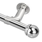 Eson Casa Vorhangstange Ausziehbar 210-300cm, Dia 19mm Verstellbare Metall-Gardinenstange mit Kugelenden für Ösenvorhänge, Elegante dekorative Vorhangstange mit Verdunkelung, Nickel gebürstet