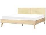 Bett heller Holzfarbton Kopfteil Wiener Geflecht Lattenrost 180x200 cm Monpazier