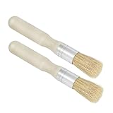 TOPBATHY 2 Stück Runde Schablonenpinsel mit Holzgriff Kleine Borstenpinsel aus Naturborste Vielseitige Malpinsel für Öl Acryl Aquarellfarben Leicht und Langlebig Geeignet für Erwachsene