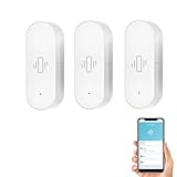 3 Stück WiFi Vibrationssensor, Drahtloser Mini-Glasbruchmelder für Alarmanlage und Smart Home, APP-Echtzeitbenachrichtigungen, Verwendung mit der SmartLife-App