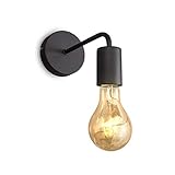B.K.Licht - Wandleuchte innen mit E27 Fassung, max. 10 Watt, Vintage, Wandlampe innen, Wandstrahler innen, Wandlicht, Wandbeleuchtung, Schlafzimmer, Flurlampe, 15x10x20,2 cm, Schwarz