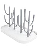 Trockenständer Babyflaschen, Vertical Baby Bottle Drying Rack, Trockenständer für Bottle mit Abtropfschale, Abnehmbarer, BPA frei zum Trocknen von Babyflaschen, Saugern, Bechern und Zubehör(Grau)