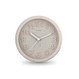 Hama Wecker (analoger Wecker, ohne Ticken, 1 Weckzeit, mit Stunden-, Minuten- und Sekundenzeiger, 3D Ziffern, nachhaltiges Design, mit Batterie) beige