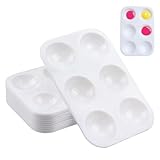 12 Stück Mischpalette Kunststoff Palette, Farbtablett mit 6 Feldern,Mini Rechteckige Weiß Aquarellpalette, Wiederverwendbare Malpalette für Malen Kunsthandwerk Malerei Bastelarbeiten| 8.3 x 12.0 cm