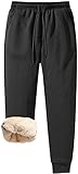 tylxayoxa Herren Winter Hohe Taille Dicke Sherpa Gefüttert Warm Fleece Jogger Sweatpants Herren Sportswear Winter Sporthose Fleece Pants, Schwarz , L