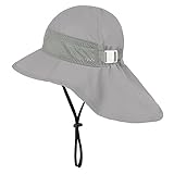 Durio Sonnenhut Baby Sonnenhut Kinder mit Nackenschutz Verstellbarer Faltbare Sommerhut Hut Atmungsaktiv UV-Schutz Grau 2-6Jahre (Tag Size M)