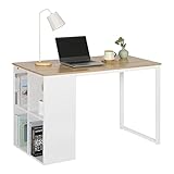WOLTU Schreibtisch mit Stauraum, 120x60x75cm, Computertisch mit 4 Ablageflächen, Bürotisch Arbeitstisch PC Laptop Tisch, Gestell aus Stahl, Holz, Hell Eiche