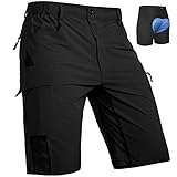 Cycorld MTB Hose Herren Radhose, Schnelltrocknend MTB Shorts mit Sitzpolster, Elastische Farradhose Outdoor Sport Mountainbike Hose Herren (Neu Schwarz mit Unterwäsche, L)