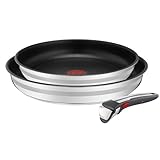 Jamie Oliver by Tefal Ingenio 3-teiliges Pfannenset abnehmbarer Griff, 24/28 cm, stapelbar, platzsparend, Pfannenset Induktion mit Antihaftversiegelung, einfache Handhabung und Reinigung, L97691