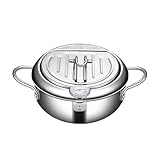 Fritteuse aus Edelstahl mit Thermometern, Topf mit großer Kapazität, tragbare Fritteuse, Suppentopf mit abnehmbarem Ablauf, Ölfritteuse aus Edelstahl