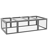 PawHut Hasenstall Kaninchenstall aus Tannenholz Winterfest Hasenkäfig mit aufklappbar Dach 180x90x48 cm Kaninchenkäfig Outdoor Kleintierstall für Kleintiere Hasen Kaninchen Meerschweinchen Grau