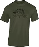 Baddery Angel T-Shirt Herren : The Reel Catch : Hecht - Shirt Männer - Angelkleidung Zubehör Geschenke (Army L)