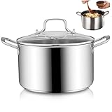 TANGPINGMAO Stock Topf mit Deckelwärme-resistenter Edelstahl-Topf mit Glasdeckel Ergonomisch Dicker Dampftopf einfach zu reinigend zu reinigen Topf für Gasinduktion Kochen Küchenartikel