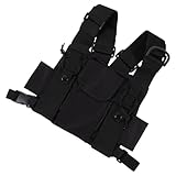 DECHOUS Outdoor Funkgerät Brustgurt aus Strapazierfähigem Material Verstellbar mit Front Brusttasche für Camping Wandern Radfahren