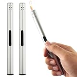 2 x Stabfeuerzeug, Stabfeuerzeug Gas Nachfüllbar (Verkauft ohne Butangas, Bitte vor Gebrauch Aufblasen)，Winddicht Feuerzeug Lang für Camping im Freien, Grill, Küche, Geschenke für Männer