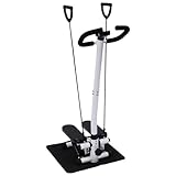 2in1 Fitness Stepper für Zuhause,Up-Down Swing Stepper mit Power Ropes und Lenker,LCD-Monitor,höhenverstellbar,Stille & Anti-Slip Hometrainer Fitnessgeräte Bein/Arm Trainer bis 150kg
