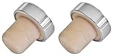 Fackelmann 49554 Weinflaschenverschluss 3cm 2 Stück aus Kork/Kunststoff, Kork, Silber/Beige, 7 x 3 x 3 cm, 2 Einheiten
