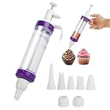 Krapfenfüller – Garnierspritze – Sahnespritze – Krapfenspritze für Marmelade, Marmeladenspritze für Krapfen, Mit 6 Tüllen für Kuchen, Donuts, Churros