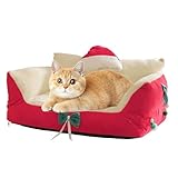 Generisch Katzenbett,Waschbares Winter Hundebett mit Weihnachtsdesign - Gemütliches Nest - für Welpen und Kätzchen und Tiere für Innenbereich Wohnzimmer Schlafzimmer Balkon Wohnung Zuhause