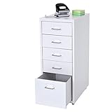 Mendler Rollcontainer Boston T851AM, Schubladenschrank Stahlschrank, 69x28x41cm 5 Schubladen - weiß