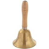 Hacbop Aus massivem Messing Holzgriff Schule Empfang Abendessen Holz Cafe Hotel Handglocke - Gold