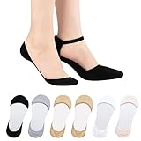 AYPOW 6 Paar Damen Füßlinge Unsichtbare Socken für High Heels, Baumwolle Ultra Low Cut Liner Unsichtbare Socken, Weiche Söckchen Ballerina Socken Sneaker Socken mit Rutschfest Silikon für Loafer