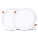 LVWIT 2x 18W Ultraslim LED Einbauleuchten, ersetzt 150W Halogen, runde Deckenleuchte mit Treiber, Neutralweiß 4000K, 1650 lm, AC 230V, Downlight/Einbaustrahler/Einbauspots (2er Pack)