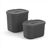 Rotho SALSA 2er-Set Biomülleimer (3,2 l + 6 l) mit Deckel, Kunststoff, 3,2 l (22,1×16,7×14,2 cm), 6 l (23,5×20,2×20,8 cm) (L×B×H),