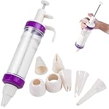 Tortenspritze Garnierspritze, 8-teiliges Spritztüllen Set für Churros und Gebäckspritze, Inklusive 1 Spritze, 2 Adaptern und 5 Aufsätzen, 22 x 15 x 6 cm