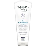 WELEDA Bio Baby Med 3in1 Waschbalsam Weiße Malve - Naturkosmetik Duschgel/Shampoo mit Kokosöl & Mandelöl für hochsensible bis neurodermitische Haut reinigt die Haut sanft (vegan, 200ml)