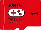 EMTEC MicroSDXC Gaming Karte 1 TB UHS-I U3 V30 A2, hohe Geschwindigkeit bis zu 100 Mb/s, kompatibel mit Nintendo Switch, Wyze, GoPro, Smartphones, Tablets, Sicherheitskameras, Drohnen, 4K-Videos, Rot