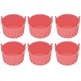 Silikon-Auflaufförmchen für Luftfritteusen, 6 Stück, zum Backen von Muffins, Eiern und mehr (hellrot)