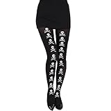 Tkidplw Halloween-Themen-Strümpfe, Gothic-Punk-Strumpfhose, Totenkopf/Kürbis/Spinnen-Druck, Kostüm, Party, Club, Strumpfhosen, Zubehör, Kleiner Totenkopf, One size