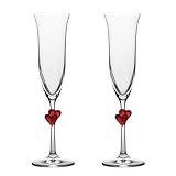 Stölzle Lausitz L'Amour Champagnergläser rot 2er-Set 175 ml – Edle Champagnerkelche ideal für Sekt & Prosecco – Hochwertige Sektgläser aus bleifreiem Kristallglas – Spülmaschinengeeignet & Bruchfest