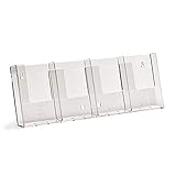 taymar DIN Lang (DL) (trifold) Wand-Prospekthalter, Flyerhalter, Wanddisplay mit vier Fächern (Innenmaß 10,2cm)