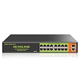 18 Ports PoE Switch, 16 Gigabit PoE+Switch mit 2 Gigabit Uplink, 1000 Mbps, lüfterloser leiser Betrieb, 250 W, 802.3 af/at, Unmanaged, 19'' Rackmount, Qos, geeignet für POE-Kamerasystem, AP, WiFi