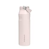 Stanley Flip Straw 2.0 Trinkflasche mit Strohhalm 1.06L - Thermobecher Kühlt 17 Stunden - 4 Tage Eisgekühlt - BPA-frei - Auslaufsicher - Für Getränkehalter - Spülmaschinenfest - Rose Quartz