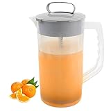 Wasserkrug mit Deckel, 2L Breite Düse Mischkrug für Tee, auslaufsicherer Saftkrug, Teesaftbehälter, für Getränke, Limonade, Eis, Milch, Kaffee