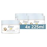 Dove Creme-Dusch-Peeling Macadamia & Reismilch Scrub Körper Peeling für geschmeidige Haut Hautpflege mit Jojobawachs-Perlen 4x 225 ml