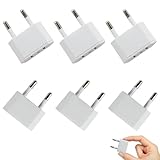 Xmart 6 Stück us to eu Adapter Weiss Stecker Adapter 2 pin us Stecker Adapter auf eu fur Europa Deutschland Frankreich Italien Spanien Adapter Usa Auf eu Reise eu Stecker Adapter