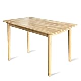 QLLY Rechteckiger Esstisch aus Massivholz, Gummibaum, einfache Montage, 160 cm