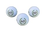 LL-Golf ® 3er Set 60 er Geburtstags Golfbälle mit Happy Birthday Motiv in Geschenkbox / Golf Geburtstagsgeschenk / Golfgeschenk Geschenk Geschenkidee