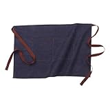 ULTECHNOVO Jeans küchenschürze Halblang mit Großen Taschen Verstellbar Denim Schürze für Kellnerinnen und Kellner Bistro Restaurant Grill Praktische Arbeitsschürze für Damen und Herren