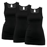HERMKO 1325 3er-Pack Damen Longshirt | 100% Bio-Baumwolle | Basic Longtop | Öko-Tex Zertifiziert | Carré-Ausschnitt, Farbe:schwarz, Größe:40/42 (M)